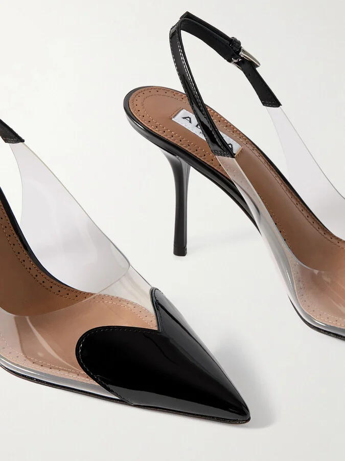 Alaïa - Le Cœur Patent-leather And Pvc Slingback Pumps - Black - Image 4