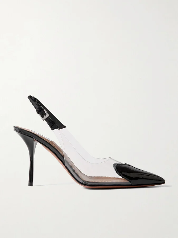 Alaïa - Le Cœur Patent-leather And Pvc Slingback Pumps - Black
