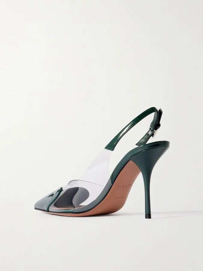 Alaïa - Le Cœur Patent-leather And Pvc Slingback Pumps - Green - Image 3