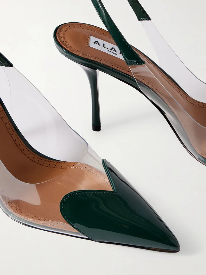 Alaïa - Le Cœur Patent-leather And Pvc Slingback Pumps - Green - Image 4
