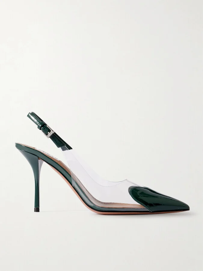 Alaïa - Le Cœur Patent-leather And Pvc Slingback Pumps - Green