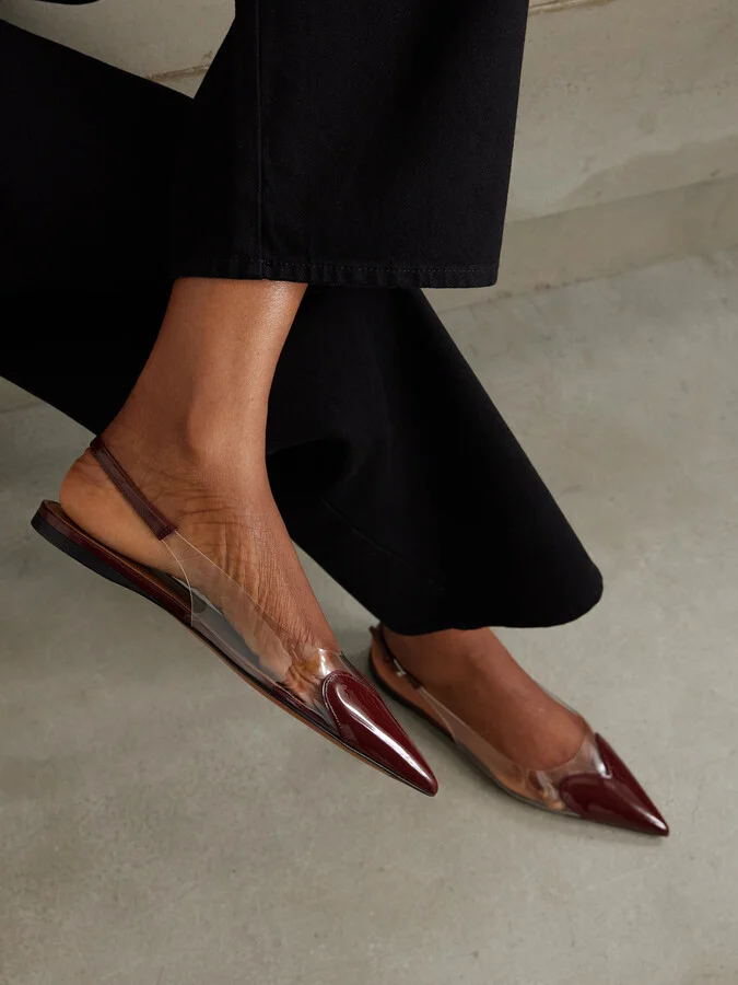 Alaïa - Le Cœur Pu And Patent-leather Slingback Point-toe Flats - Burgundy - Image 2