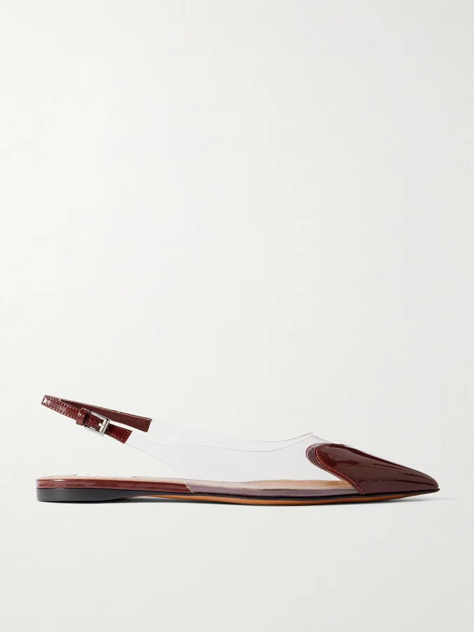Alaïa - Le Cœur Pu And Patent-leather Slingback Point-toe Flats - Burgundy