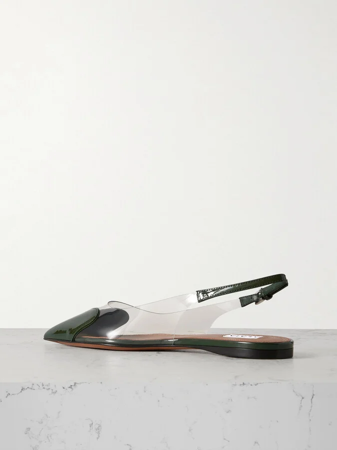 Alaïa - Le Cœur Pu And Patent-leather Slingback Point-toe Flats - Green - Image 3