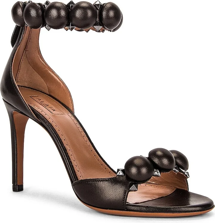 ALAÏA Leather Bombe Sandals in Black - Image 2