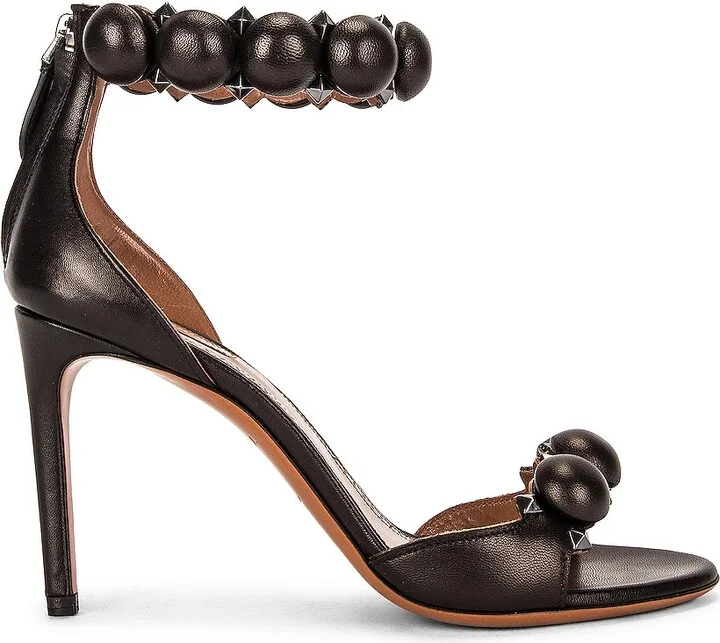 ALAÏA Leather Bombe Sandals in Black