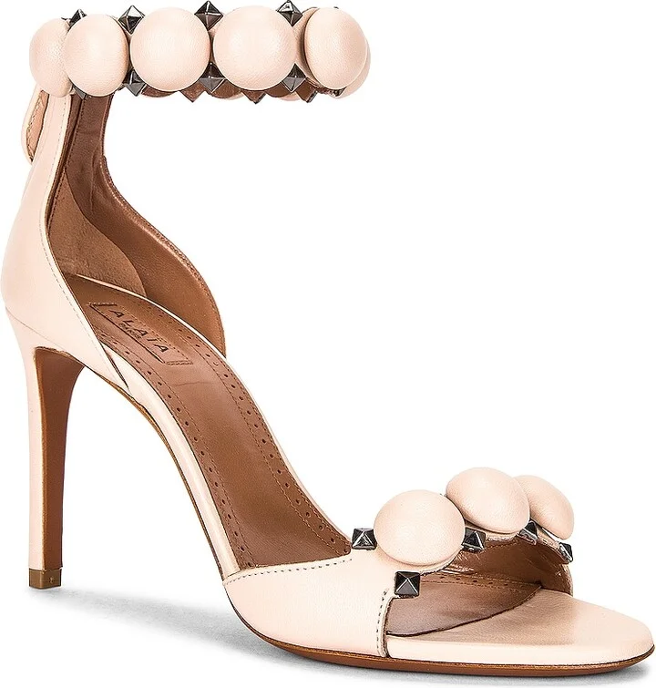 ALAÏA Leather Bombe Sandals in Nude - Image 2