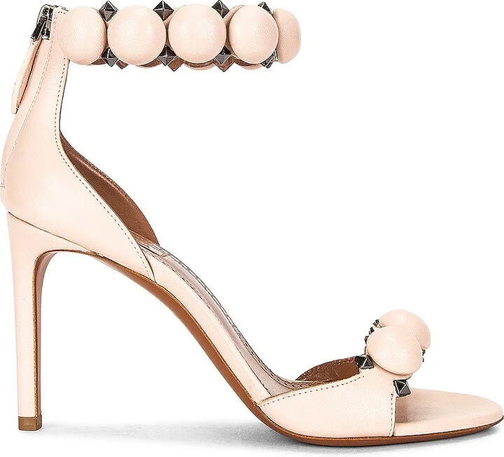 ALAÏA Leather Bombe Sandals in Nude