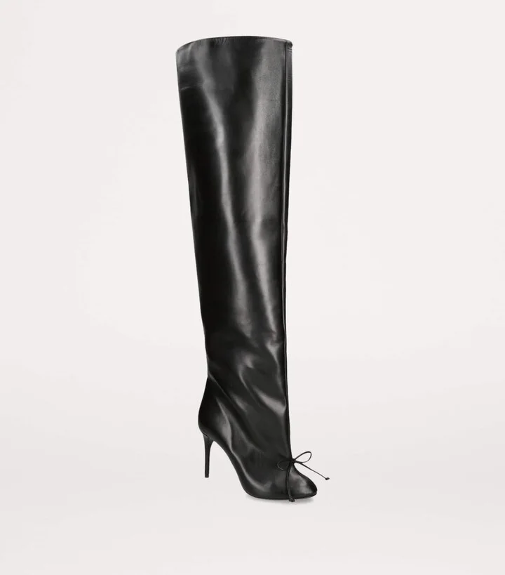 Alaïa Leather Bow Over-The-Knee Boots 90 - Image 2