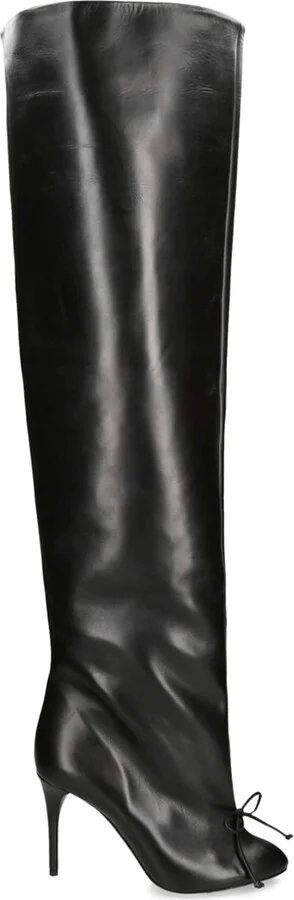 Alaïa Leather Bow Over-The-Knee Boots 90