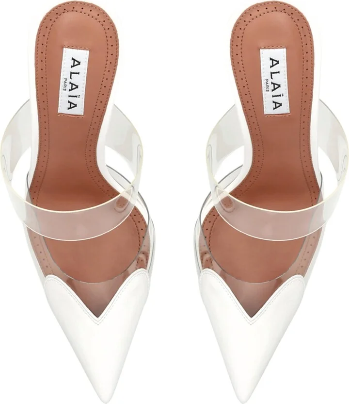 Alaïa Leather Coeur Mules 90 - Image 4