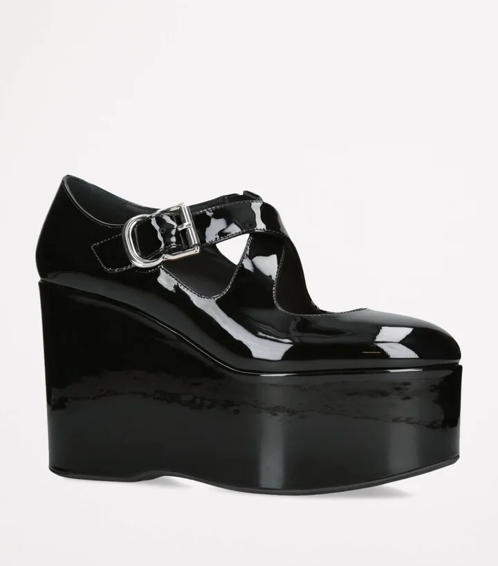 Alaïa Leather Criss-Cross Wedges 90 - Image 3