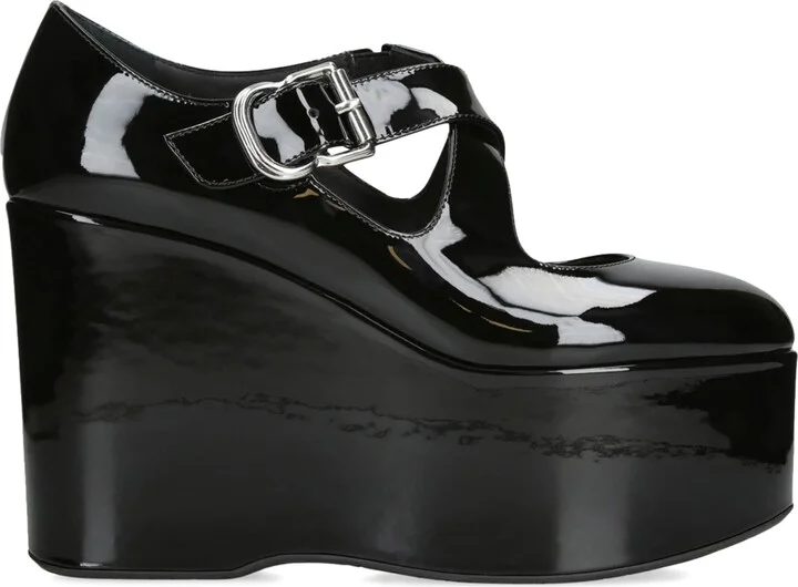 Alaïa Leather Criss-Cross Wedges 90