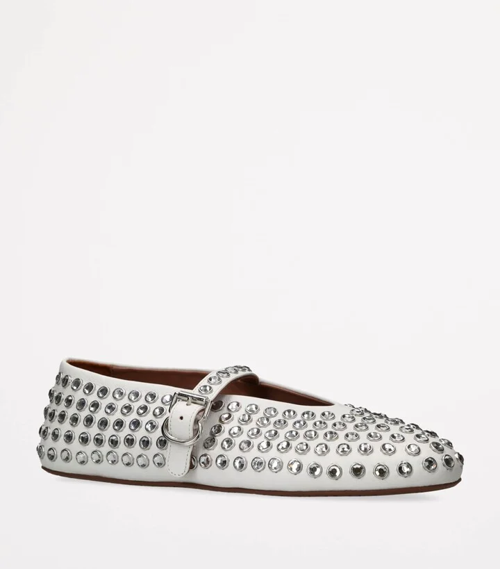 Alaïa Leather Embellished Ballerina Flats - Image 3