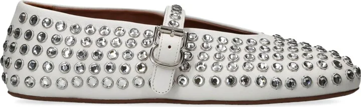 Alaïa Leather Embellished Ballerina Flats