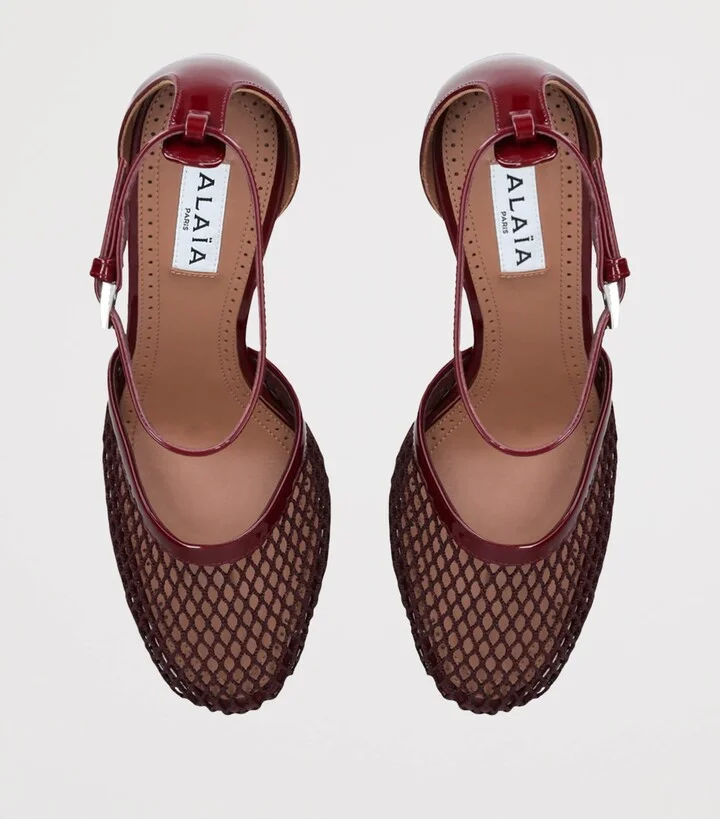 Alaïa Leather-Mesh Ballerina Pumps 90 - Image 3