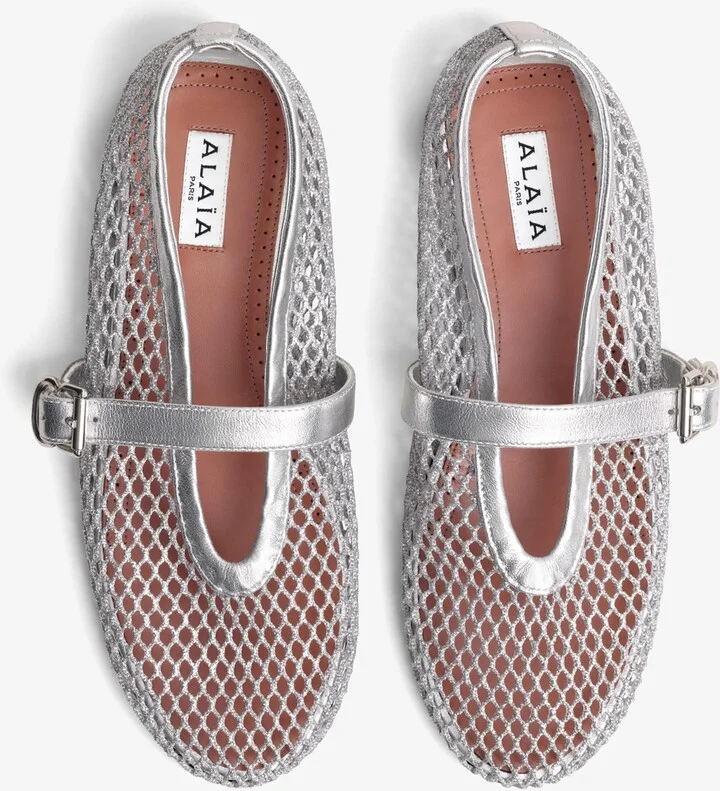 Alaïa Leather Mesh Ballet Flats - Image 2