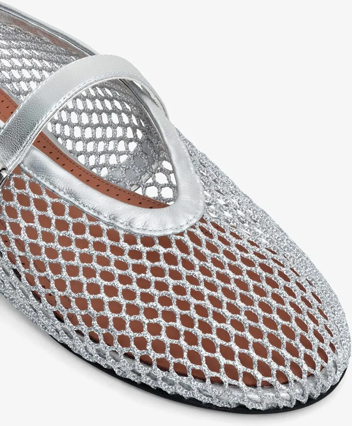 Alaïa Leather Mesh Ballet Flats - Image 4