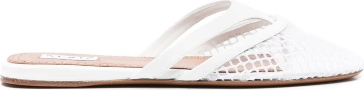Alaïa Leather Round Toe Thong Sandals
