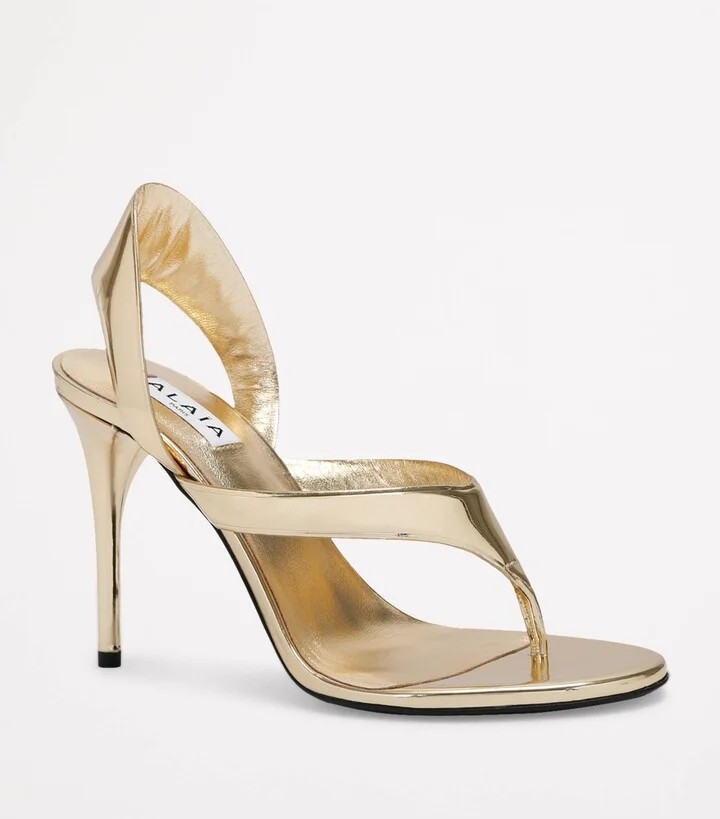 Alaïa Leather Tong Heeled Sandals 90 - Image 3