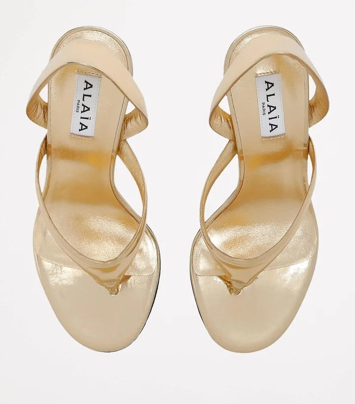 Alaïa Leather Tong Heeled Sandals 90 - Image 4