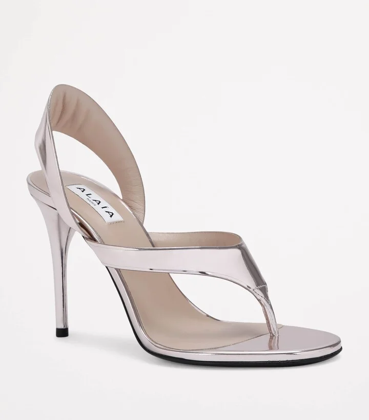 Alaïa Leather Tong Heeled Sandals 90 - Image 3