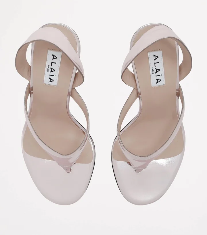 Alaïa Leather Tong Heeled Sandals 90 - Image 4