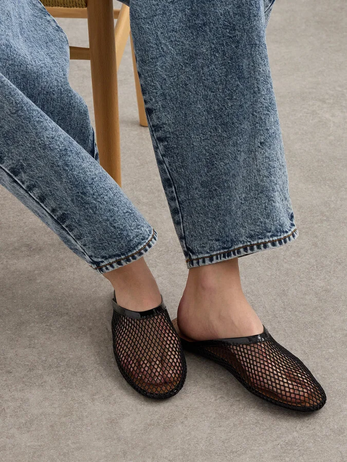Alaïa - Leather-trimmed Fishnet Mules - Black - Image 2