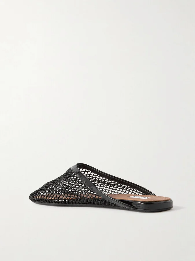 Alaïa - Leather-trimmed Fishnet Mules - Black - Image 3