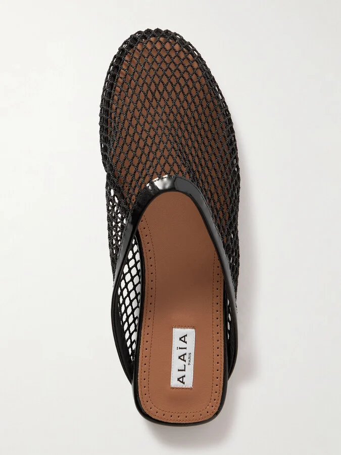 Alaïa - Leather-trimmed Fishnet Mules - Black - Image 5