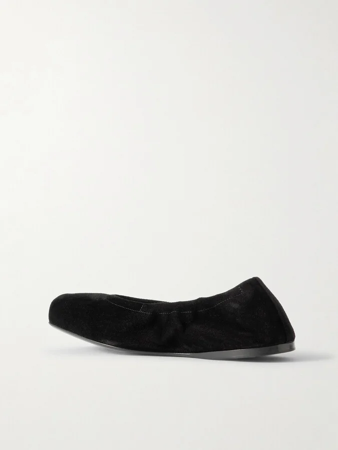 Alaïa - Leather-trimmed Suede Ballet Flats - Black - Image 3