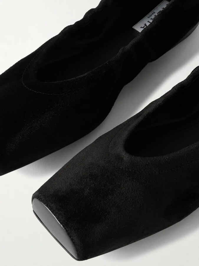 Alaïa - Leather-trimmed Suede Ballet Flats - Black - Image 4