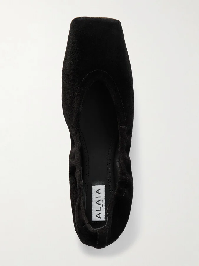 Alaïa - Leather-trimmed Suede Ballet Flats - Black - Image 5