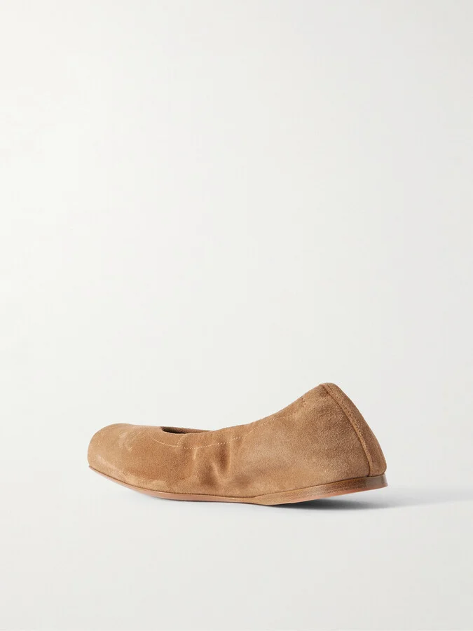 Alaïa - Leather-trimmed Suede Ballet Flats - Brown - Image 3
