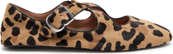 Alaïa Leopard-print Calf-hair Mary Jane Flats