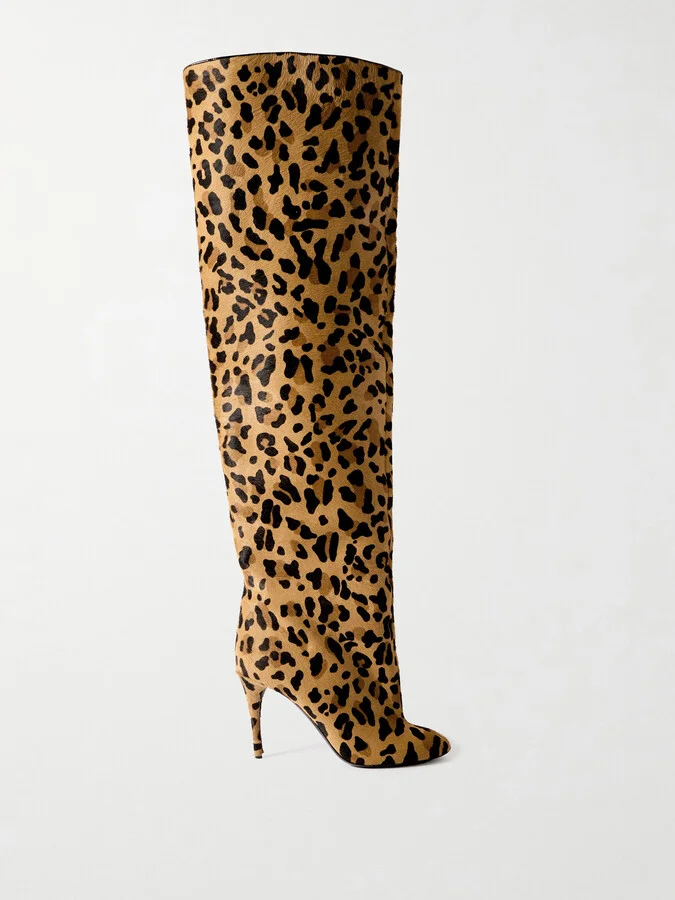 Alaïa - Leopard-print Calf Hair Over-the-knee Boots - Animal print