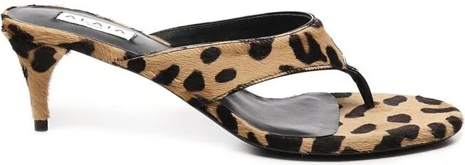 Alaïa Leopard Printed Infradito Thong Mules