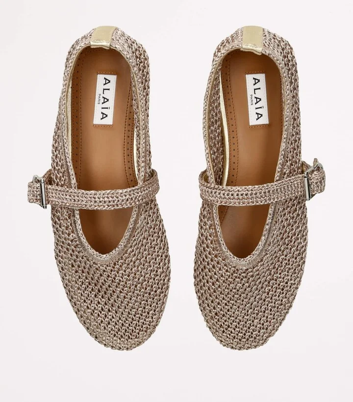 Alaïa Lurex Crochet Ballet Flats - Image 4