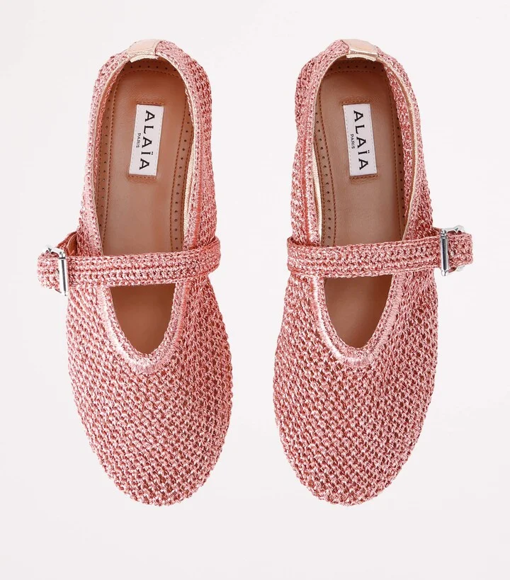 Alaïa Lurex Crochet Ballet Flats - Image 6