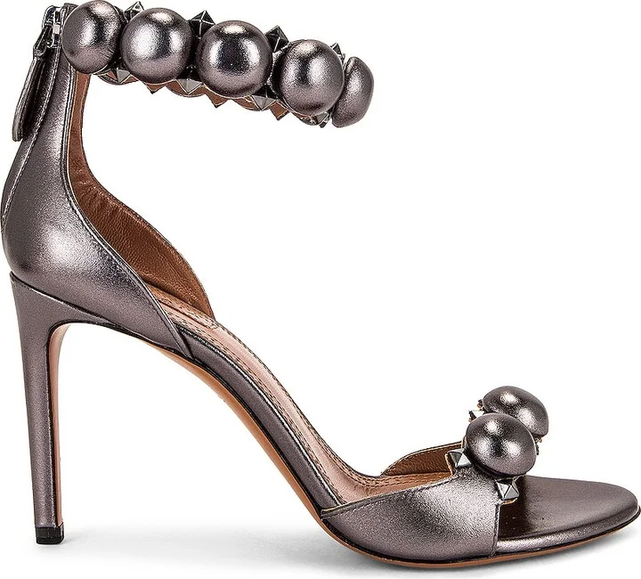 ALAÏA Metallic Bombe Sandals in Metallic Silver