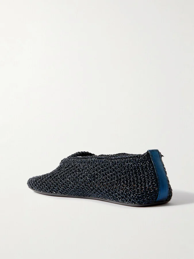 Alaïa - Metallic Crocheted Ballet Flats - Blue - Image 3