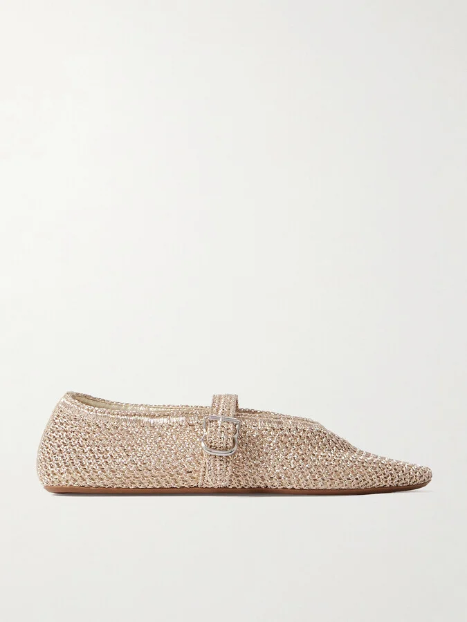 Alaïa - Metallic Crocheted Ballet Flats - Pink