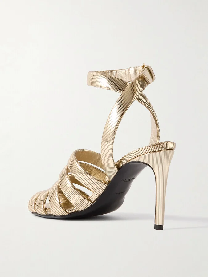 Alaïa - Metallic Leather Sandals - Gold - Image 3