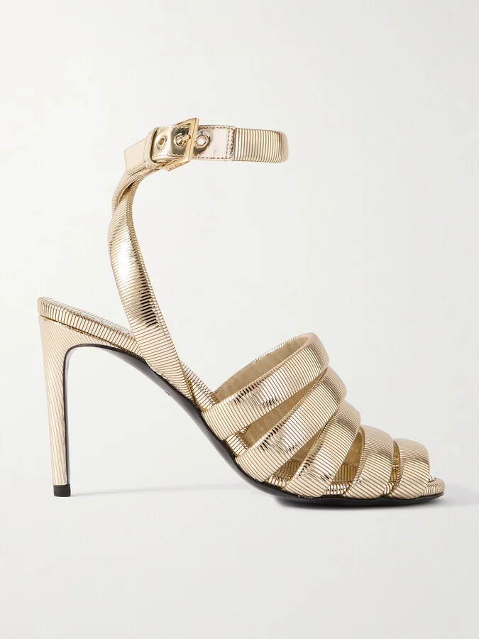 Alaïa - Metallic Leather Sandals - Gold