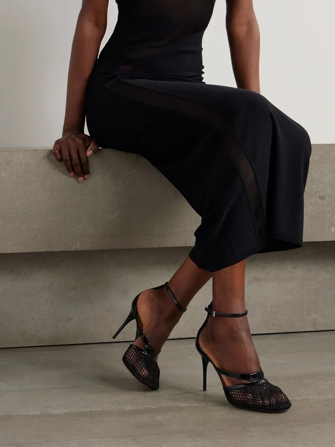 Alaïa - Patent-leather And Fishnet Pumps - Black - Image 2