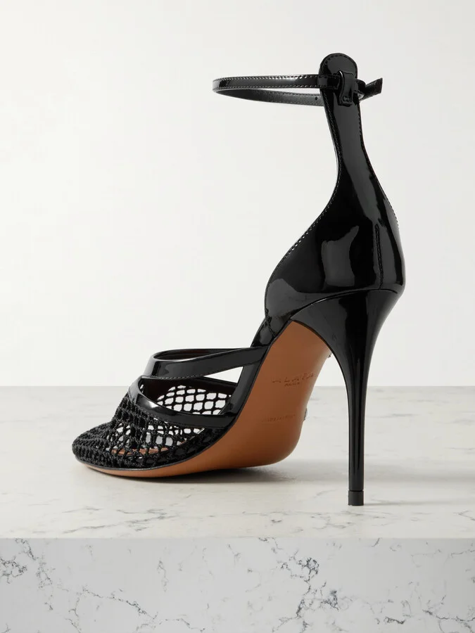 Alaïa - Patent-leather And Fishnet Pumps - Black - Image 3