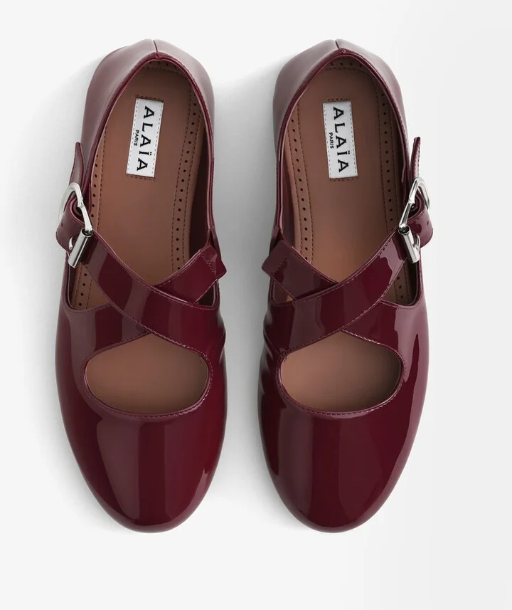 Alaïa Patent Leather Criss-Cross Ballet Flats - Image 3