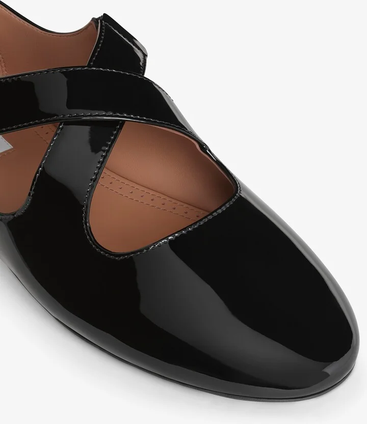 Alaïa Patent Leather Criss-Cross Ballet Flats - Image 4