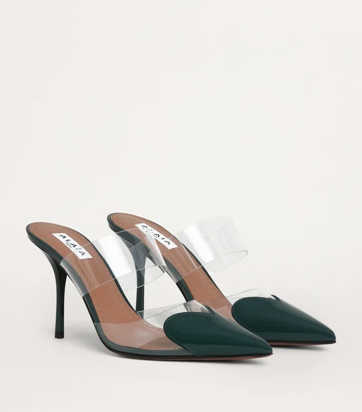 Alaïa Patent Leather Le Coeur Mules 90 - Image 3