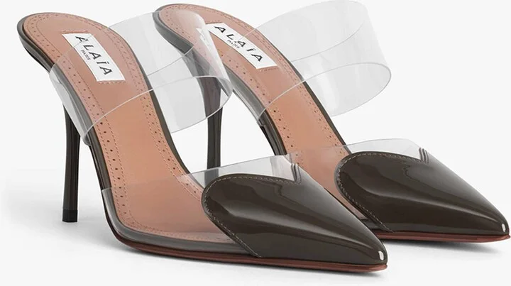 Alaïa Patent Leather Le Coeur Mules 90 - Image 3